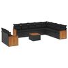 vidaXL 11-dijelni set vrtnih sofa od poliratana s jastucima crni
