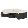 vidaXL 9-dijelni set vrtnih sofa s jastucima crni od poliratana