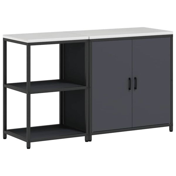 vidaXL Kuhinjski set za pohranu s policom 2 pcs Antracit Čelična vrata