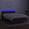 vidaXL Krevet box spring s madracem LED tamnosmeđi 140x190 cm tkanina