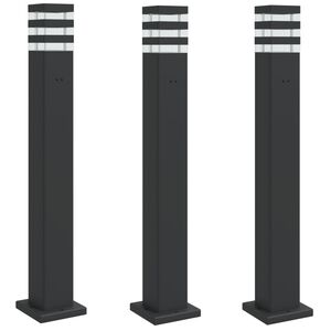 vidaXL Vanjske podne svjetiljke s utičnicom 3kom crne 80cm aluminijske