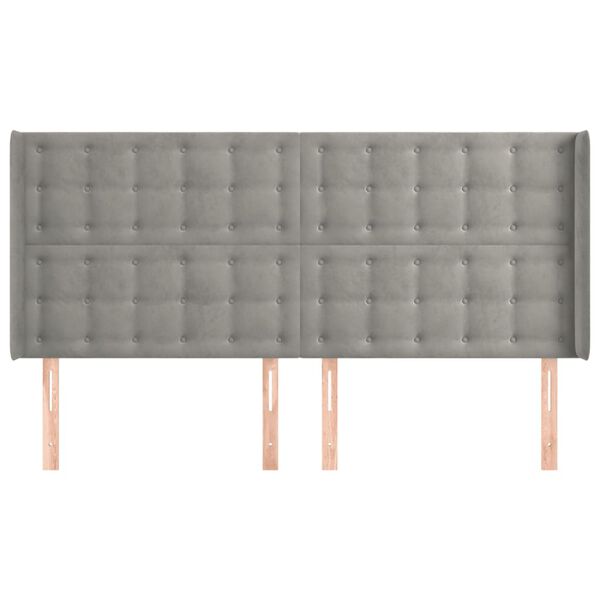 vidaXL Uzglavlje s ušima svjetlosivo 203x16x118/128 cm baršunasto