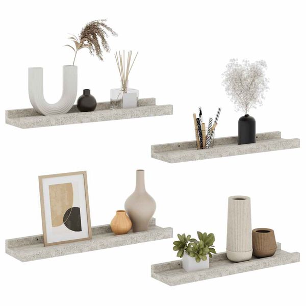 vidaXL Zidne police 4 kom siva boja betona 40 x 9 x 3 cm