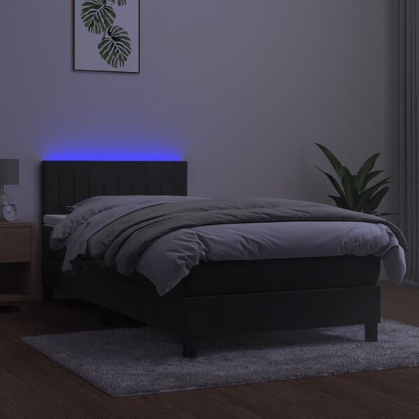 vidaXL Krevet box spring s madracem LED tamnosivi 80 x 200 cm bar&scaron;un