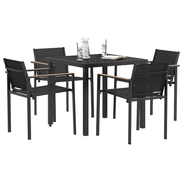 vidaXL Set vanjskog namje&scaron;taja 5 pcs Crna i antracit 80 x 80 x 73 cm