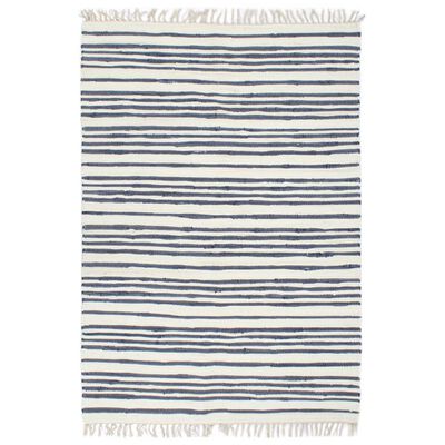 vidaXL Ručno tkani tepih Chindi od pamuka 160 x 230 cm plavo-bijeli