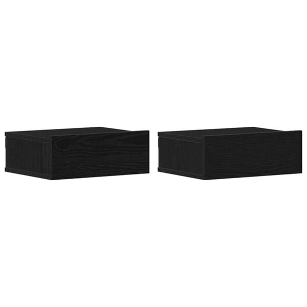 vidaXL Plutajući noćni ormarići 2 kom. crni hrast 40x32x15 cm inženjerski drvo