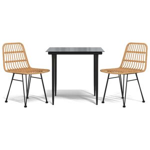 vidaXL 3-dijelni vrtni blagovaonski set od poliratana