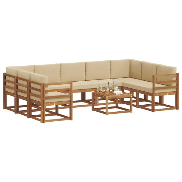 vidaXL Set vanjskih sofa s jastukom 10 pcs Prirodna i bež