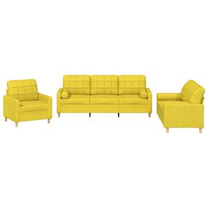 vidaXL 3-dijelni set sofa s jastucima svjetložuti od tkanine