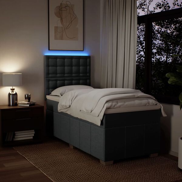 vidaXL Krevet s oprugama i madracem tamnosivi 90 x 190 cm od tkanine