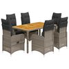vidaXL 7-dijelni vrtni bistro set od poliratana s jastucima sivi