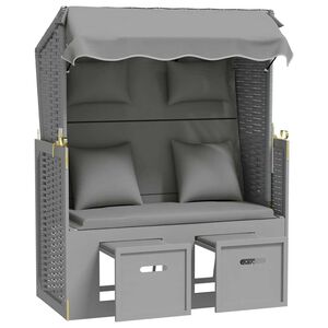 vidaXL Ležaljka za plažu s jastucima poliratan i masivno drvo siva