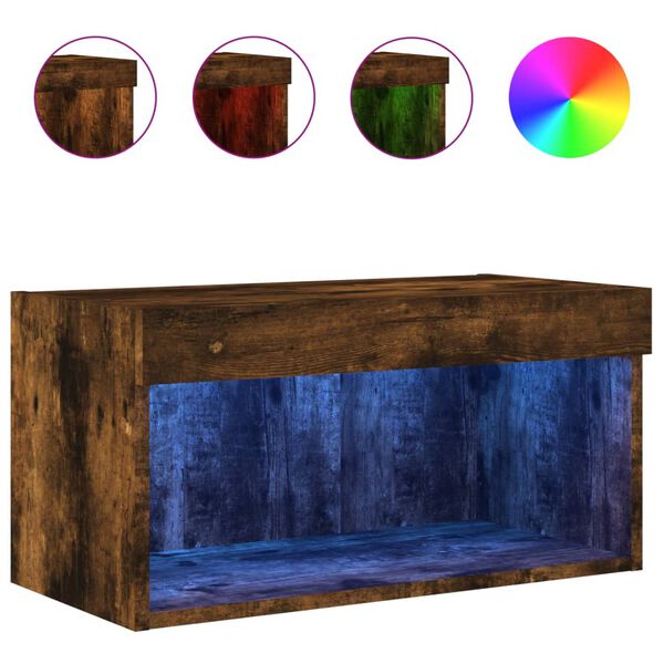 vidaXL TV ormarić s LED svjetlima boja dimljenog hrasta 60x30x30 cm