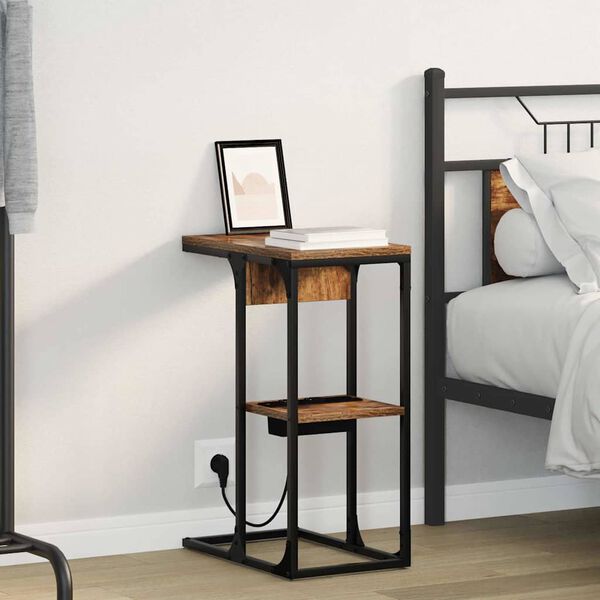 vidaXL Noćni ormar Dimljeni hrast 41,5 x 26 x 60,5 cm