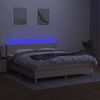 vidaXL Krevet box spring s madracem LED krem 180x200 cm od tkanine