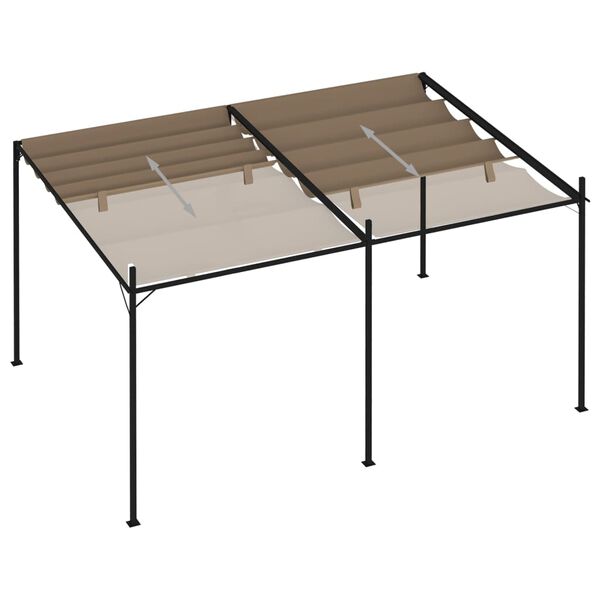 vidaXL Sjenica s pomičnim krovom 400 x 300 x 233 cm smeđe-siva