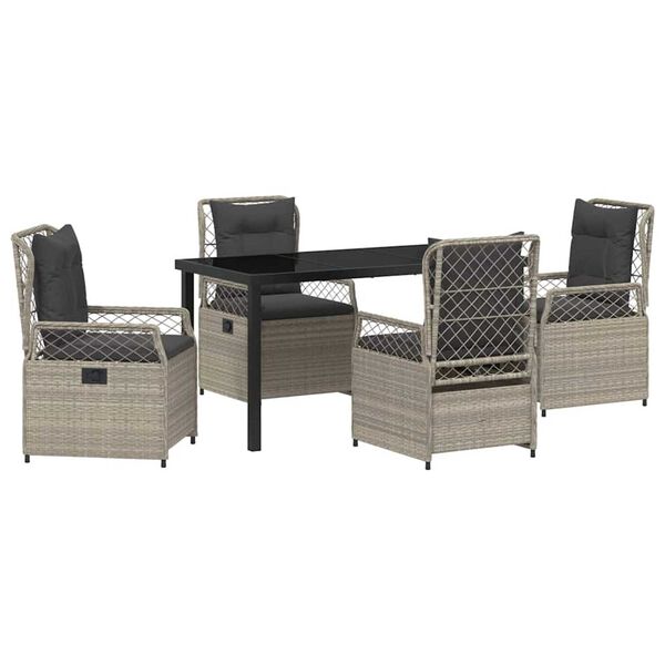 vidaXL Vrtni set za objed 5 pcs Svijetlo siva poliratan