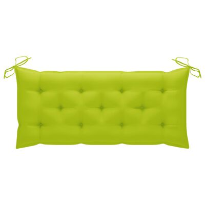 vidaXL Klupa za ljuljanje s jarko zelenim jastukom 120 cm od tikovine