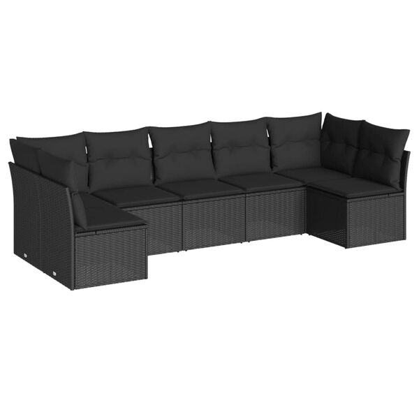 vidaXL 7-dijelni set vrtnih sofa od poliratana s jastucima crni