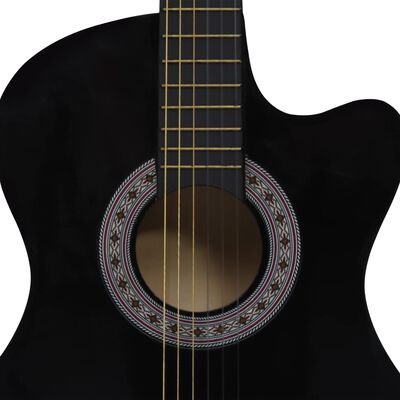 vidaXL Klasična gitara Western s prorezom i 6 žica crna 38 "