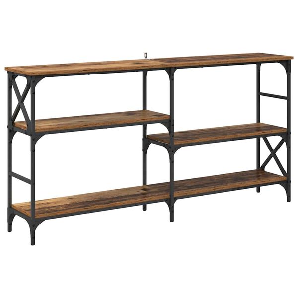 vidaXL Konzolna stolica s policom Staro drvo 150 x 29 x 76,5 cm