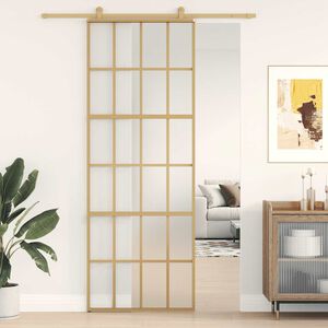vidaXL Klizna vrata zlatna 76x205 cm matirano staklo ESG i aluminij