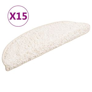 vidaXL Prostirke za stepenice 15 kom 56x17x3 cm bijele poluokrugle