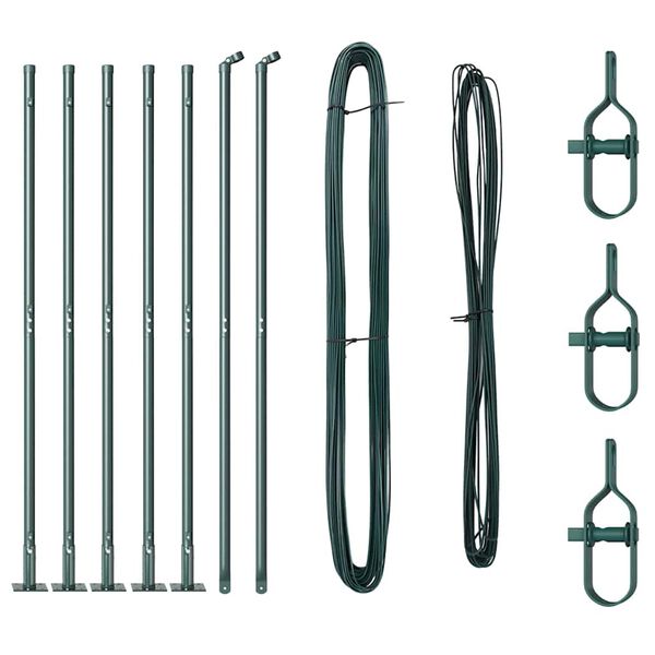 vidaXL Stup za ogradu 7 pcs Zelena Čelik