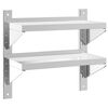 vidaXL Zidna polica s 2 razine 50x23,5x48 cm srebrna nehrđajući čelik