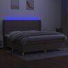 vidaXL Krevet box spring s madracem LED smeđesivi 200x200 cm tkanina