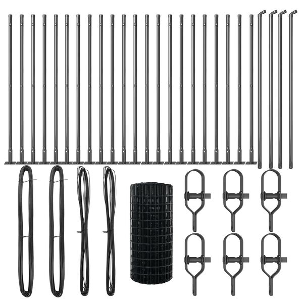 vidaXL Ograda s postovima Siva 0,4 x 50 m Čelik i PVC