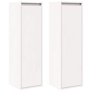 vidaXL Zidni ormarići 2 kom bijeli 30x30x100 cm od masivne borovine