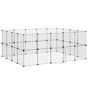 vidaXL Kavez za ljubimce s 36 panela i vratima crni 175 x 140 x 70 cm čelični