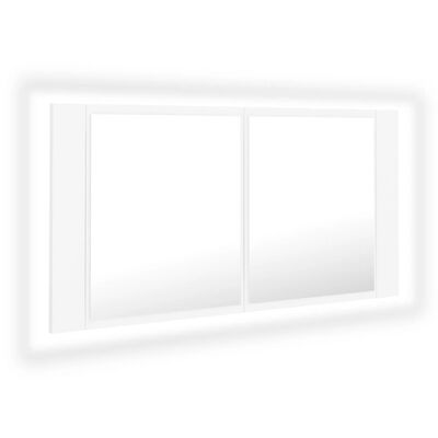 vidaXL LED kupaonski ormarić s ogledalom bijeli 90x12x45 cm akrilni