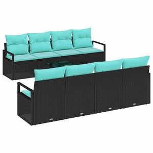 vidaXL Set sofe s jastukom 7 pcs Crna i svijetloplava poliratan