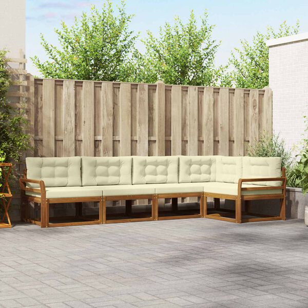 vidaXL Set vanjskih sofa s jastukom 5 pcs Prirodna i krem