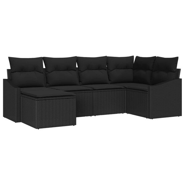 vidaXL Vrtni set za objed s jastukom s pohranom 6 pcs Crna