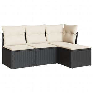 vidaXL 4-dijelni set vrtnih sofa od poliratana s jastucima crni