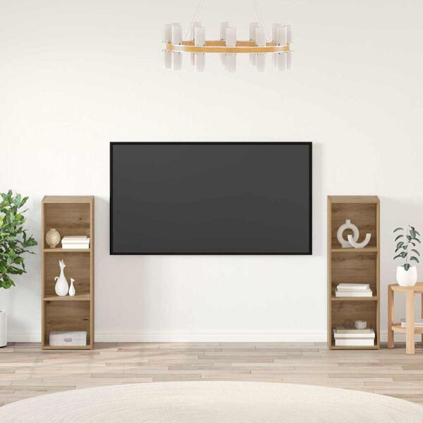 vidaXL Set TV komoda Zidne 2 pcs Umjetnički hrast 107 x 35 x 37 cm