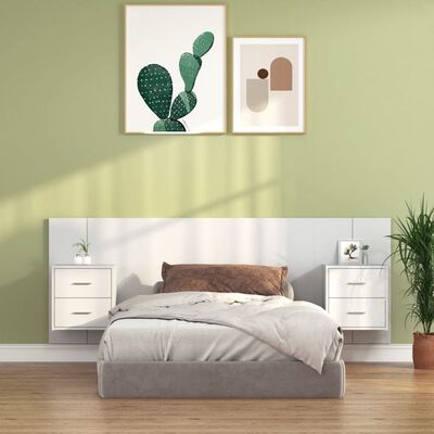 vidaXL Uzglavlje za krevet s ormarićima bijelo od konstruiranog drva