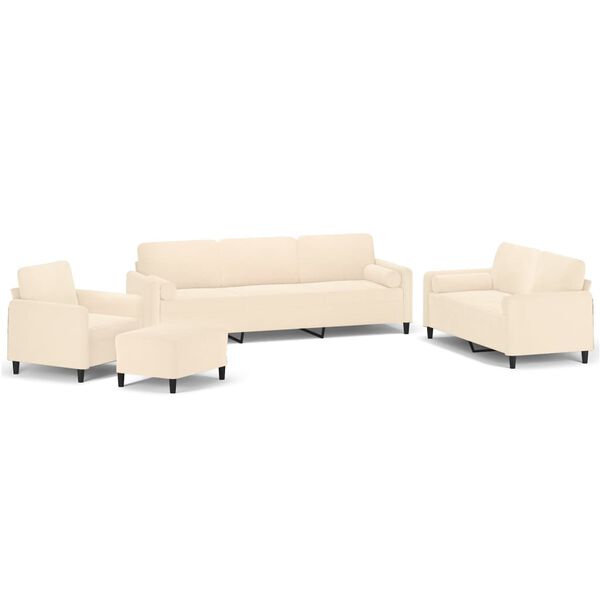 vidaXL 4-dijelni set sofa s jastucima krem bar&scaron;unasti