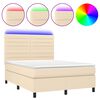 vidaXL Krevet box spring s madracem LED krem 140x200 cm od tkanine