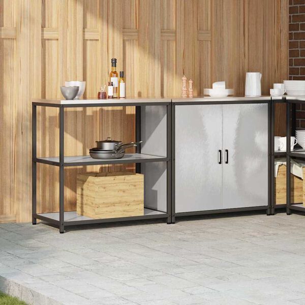 vidaXL Kuhinjski set za pohranu s policom Podesiva 2 pcs Srebrno Čelik