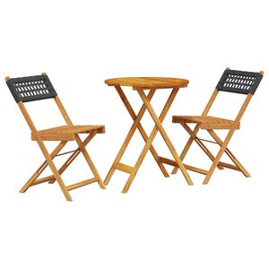 vidaXL 3-dijelni bistro set od poliratana i masivnog drva crni