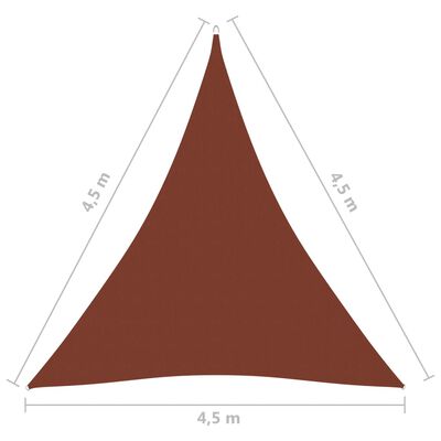 vidaXL Jedro protiv sunca od tkanine trokutasto 4,5x4,5x4,5 m terakota