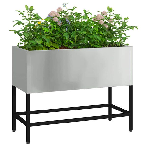 vidaXL Povišeni Vrtni Planter Srebrno 60 x 26 x 45 cm Cinkani čelik