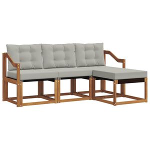 vidaXL Set vanjskih sofa s jastukom 4 pcs Prirodna i svijetlo siva