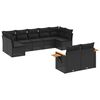 vidaXL 9-dijelni set vrtnih sofa s jastucima crni od poliratana