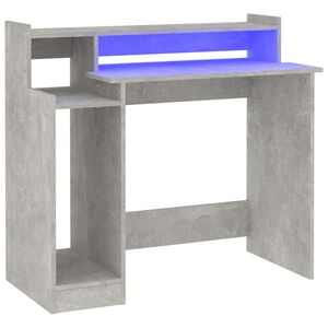 vidaXL Radni stol s LED svjetlima sivi 97x45x90 cm konstruirano drvo